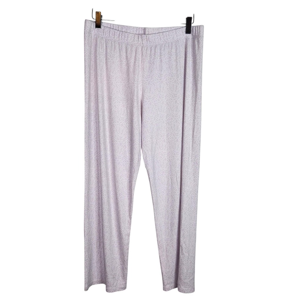 LAKE Pajama Pants Womens Medium Purple Pima Cotton Geometric Lounge Sleepwear